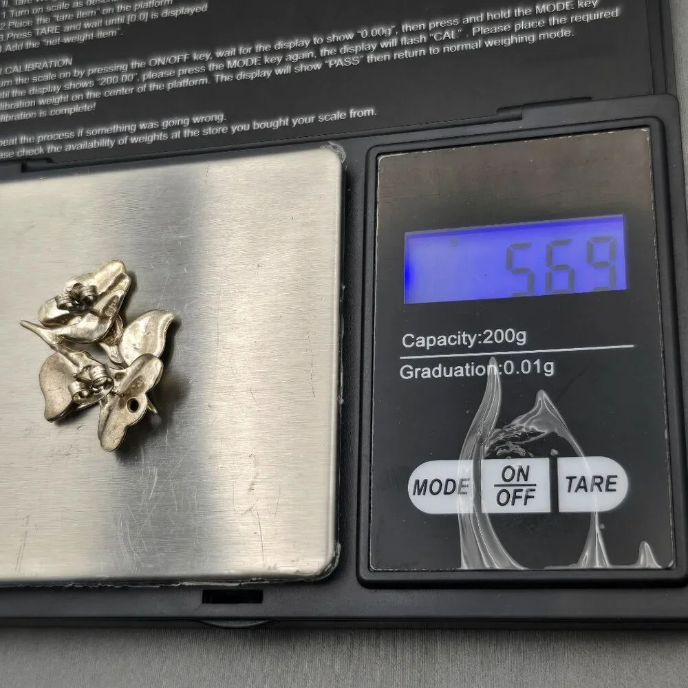 VTG Sterling Silver Floral Lily Post Earrings 1" Etched Details 5.69g - Picture 5 of 5